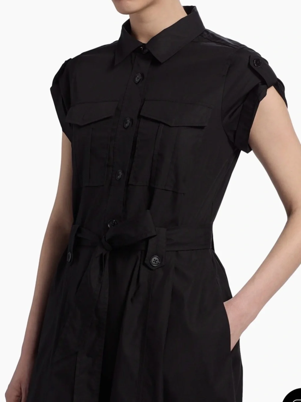 Derek Lam Black Sleeveless Button-Front Maxi Shirt Dress with Tie Belt - Picture 3 of 6